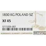 Kingdom of Poland, Nicholas I, 5 zloty 1830 KG - NGC XF45