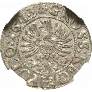 Zygmunt III Waza, Grosz 1613, Kraków - nieopisany 16•1•3 NGC AU58