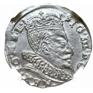 Zygmunt III Waza, Trojak 1596, Wilno - herb Prus i Chalecki NGC MS62