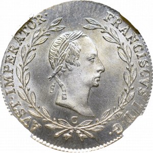 Austria, Franciszek I, 20 krajcarów 1830 C - NGC MS65