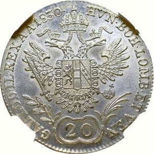 Austria, Franciszek I, 20 krajcarów 1830 C - NGC MS65