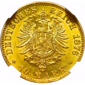 Niemcy, Badenia, Fryderyk, 10 marek 1876 G Karlsruhe - NGC MS62