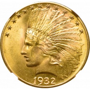 USA, 10 dolarów 1932 Indian Head - NGC MS65