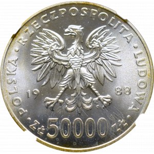 Peoples Republic of Poland, 50000 zloty 1988 Pilsudski - NGC MS67