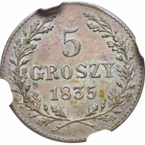 Wolne Miasto Kraków, 5 groszy 1835 - NGC MS63