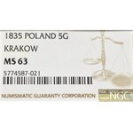 Wolne Miasto Kraków, 5 groszy 1835 - NGC MS63