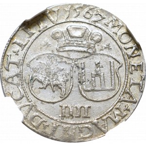 Sigismund II Augustus, 4 groschen 1567, Vilnius - NGC MS62