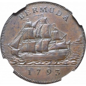 United Kingdom, Bermuda, 1 penny 1793 - NGC MS61 BN