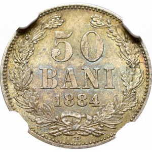 Romania, Carol I, 50 bani 1884 - NGC MS62