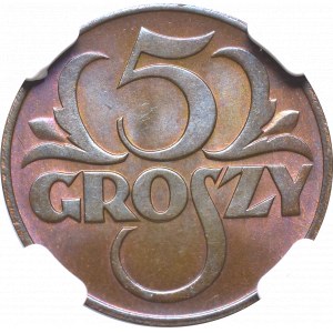 II Rzeczpospolita, 5 groszy 1935 - NGC MS66 BN