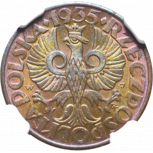 II Rzeczpospolita, 5 groszy 1935 - NGC MS66 BN