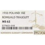 II Republic of Poland, 10 zloty 1933 Traugutt - NGC MS62