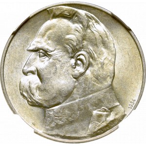 II Rzeczpospolita, 5 złotych 1934, Piłsudski, Strzelecki - NGC MS62