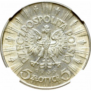 II Rzeczpospolita, 5 Złotych 1935, Piłsudski - NGC MS62