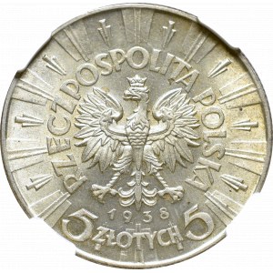 II Republic of Poland, 5 zloty 1938 Pilsudski - NGC MS62