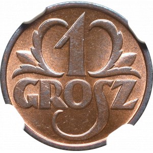 II Republic of Poland, 1 groschen 1939 - NGC MS66 RD