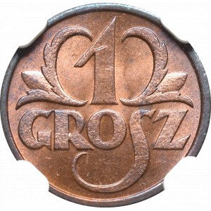 II Republic of Poland, 1 groschen 1931 - NGC MS66 RB