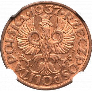 II Rzeczpospolita, 2 grosze 1937 - NGC MS66 RD