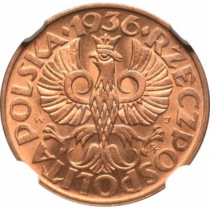 II Republic of Poland, 2 groschen 1936 - NGC MS66 RD