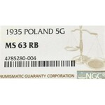 II Republic of Poland, 5 groschen 1935 - NGC MS63 RB