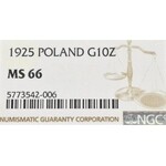 II Rzeczpospolita, 10 złotych 1925 Chrobry - NGC MS66