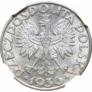II Rzeczpospolita, 2 złote 1936 Żaglowiec - NGC MS64