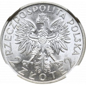 II Rzeczpospolita, 2 Złote 1933, Głowa kobiety - NGC MS63