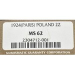 II Republic of Poland, 2 zloty 1924, Paris - NGC MS62