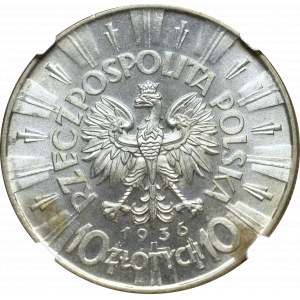 II Rzeczpospolita, 10 złotych 1936 Piłsudski - NGC MS64
