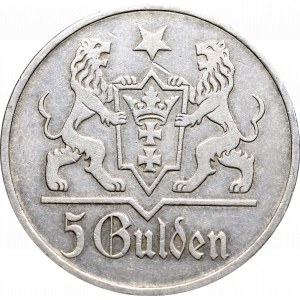 Wolne Miasto Gdańsk, 5 guldenów 1927 - kopia na szkodę kolekcjonerów