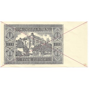 III Reich occupation of Poland, GG, 1000 zloty 1941 - copy 2004 unfinished/specimen(?)
