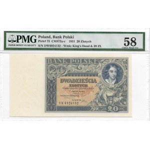 II RP, 20 złotych 1931 - PMG 58