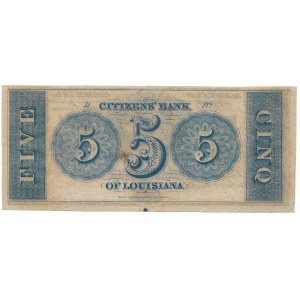 USA, 5 dolarów 1850/1860 Citizens Bank, New Orleans
