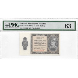 II RP, 1 złoty 1938 - PMG 63