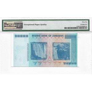 Zimbabwe, 100 Trylionów dolarów 2008 - PMG 66 EPQ