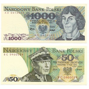 Peoples Republic of Poland, 50 zloty 1975 and 1000 zloty 1975