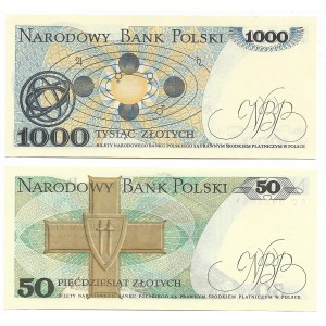 Peoples Republic of Poland, 50 zloty 1975 and 1000 zloty 1975