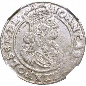 Jan II Kazimierz, Szóstak 1663 Bydgoszcz AT - NGC MS63