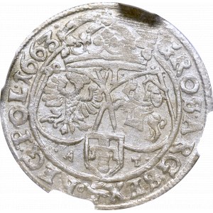 Jan II Kazimierz, Szóstak 1663 Bydgoszcz AT - NGC MS63