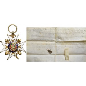 France, Cross of st. Louis - documents 1709-1710 Louis XIV, Adrien Maurice de Noailles, gold 11,2g
