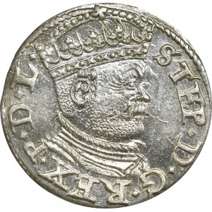 Stefan Batory, Trojak 1586, Ryga - nieopisany małe popiersie