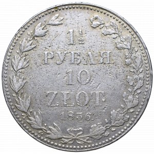 Poland under Russia, Nicholas I, 1-1/2 rouble=10 zloty 1836 MW - overstrike on other coin