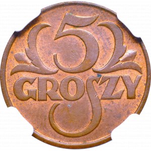 II Republic of Poland, 5 groschen 1937 - NGC MS63 RB