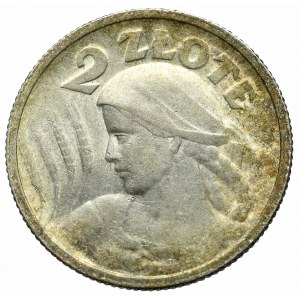 II Rzeczpospolita, 2 złote 1924, Paryż (róg i pochodnia), Kobieta i kłosy