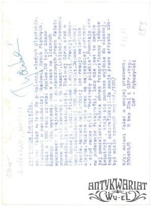 ANTONI FAŁAT, malarz, grafik, pracownia, fot. A. Rybczyński, lata 70.