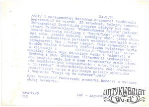 KRZYSZTOF PENDERECKI, Warszawska Jesień, koncert w katedrze, fot. Zagoździński, 1975