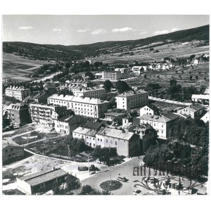 USTRZYKI DOLNE, panorama miasta z lotu ptaka, fot. Kwiatkowski, 3.11.1968