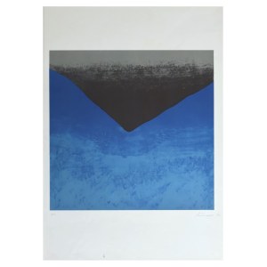 Giuseppe Santomaso, Ohne Titel: Rahmung auf blauem Grund