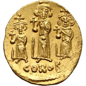 Byzantium, Constans II, with Constantine IV, Heraclius and Tiberius 641-668, Solidus, Constantinople