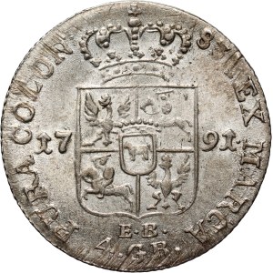 Stanislaw August Poniatowski, zloty (4 grosze) 1791 EB, Warsaw